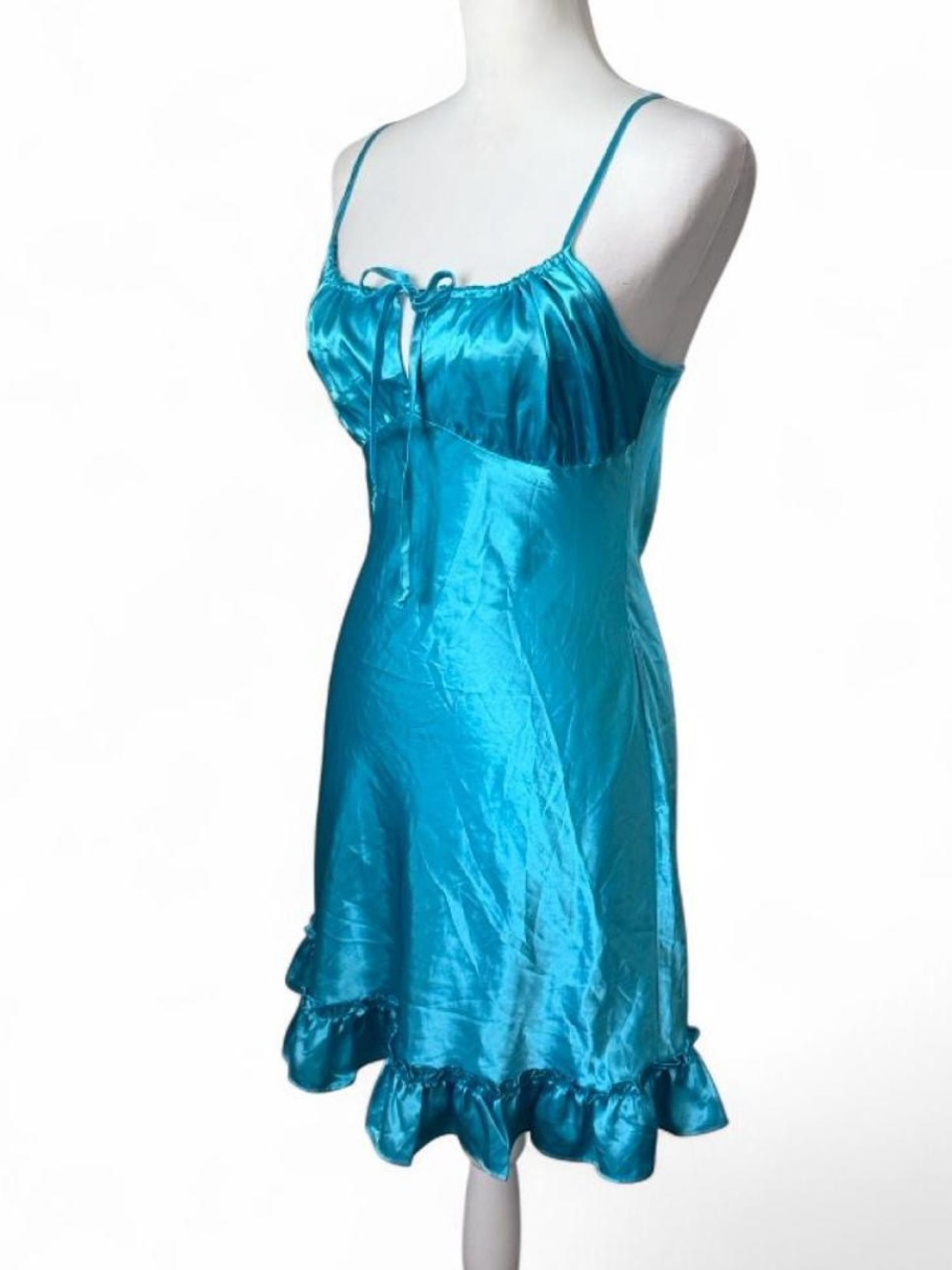 Blue Sexy Satin Milkmaid Dress